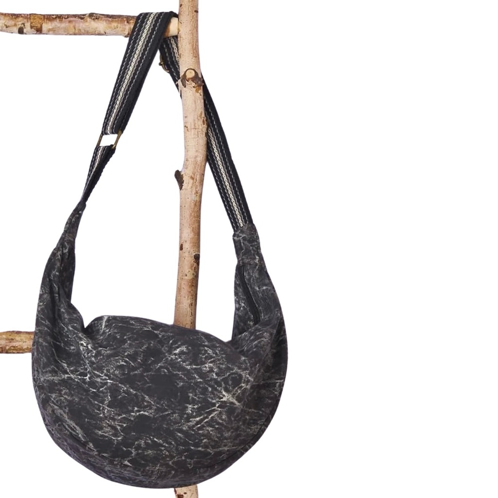 NWOT Crescent Stonewash Cotton Canvas Crossbody Bag - OS - Black